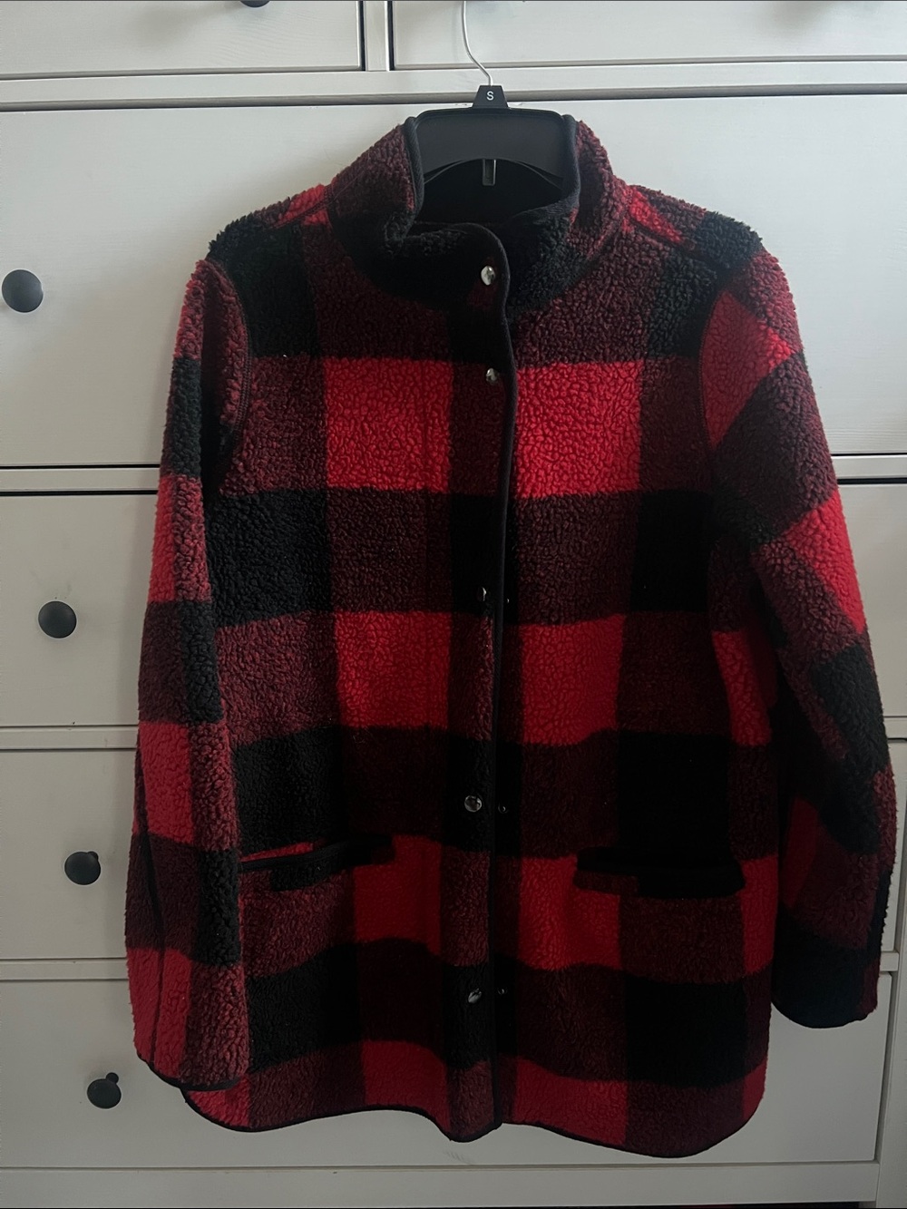 Old Navy Buffalo Plaid Sherpa Jacket - Red & Black